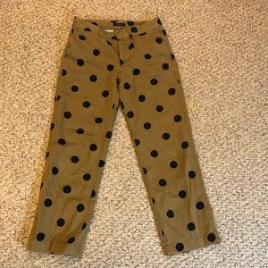 J Crew wide leg black polka dot khakis
